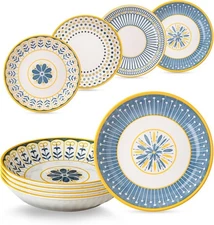 Pasta Bowls Set of 4 24 Oz Ceramic Salad 8 Inch Colorful Serving for Oatmeal