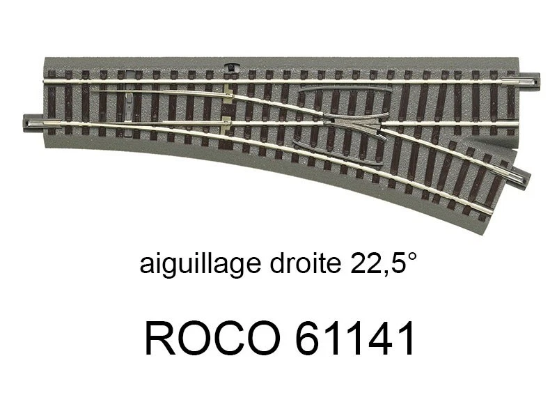 ROCO Aiguillage à droite R 502.7 mm, 200 mm, 22.5 degrés voie Geoline HO - ROCO - Photo 1/1