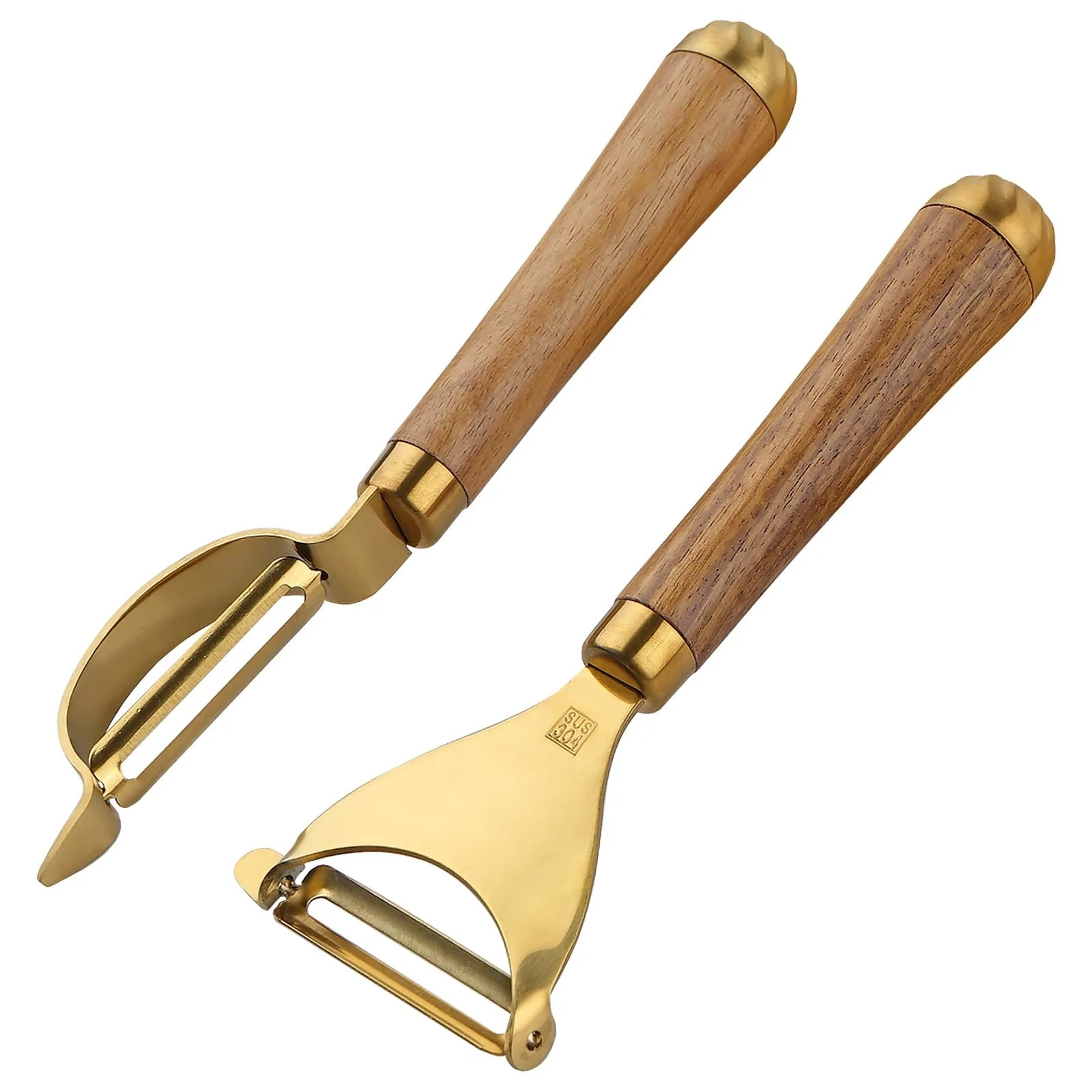 Potato Peelers,Premium 304 Stainless Steel Vegetable Peeler Set, Rosewood Han...