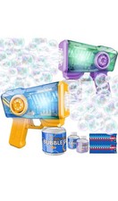 Kids Bubble Gun Automatic Bubble Blower Toy with Lights Solution