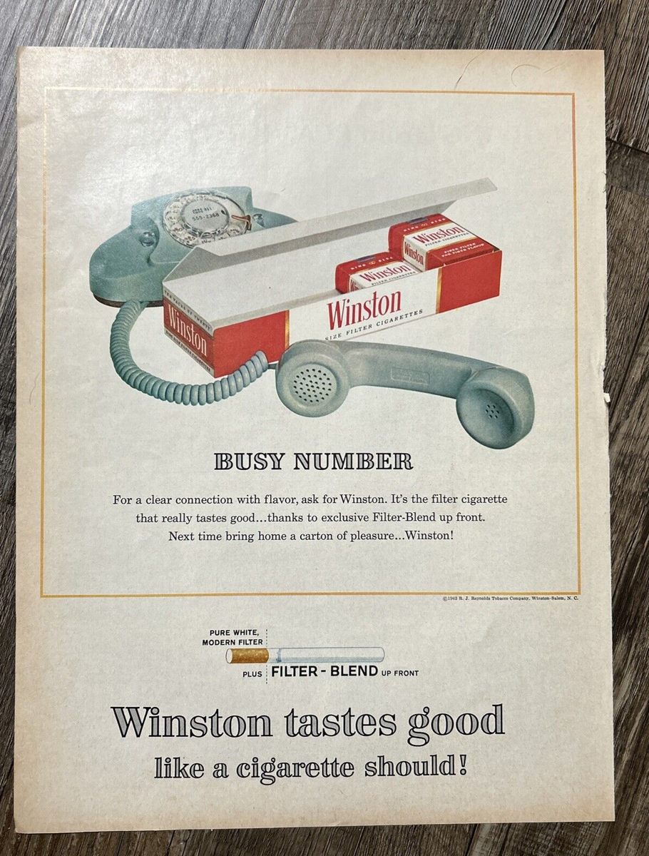 1963 Winston Cigarettes Busy Number Color Magazine Ad Advertisement