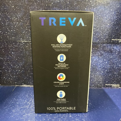 Treva Portable Cool Mist Mini Humidifier w/ Colored LED Lights USB Rechargeable - Picture 2 of 5