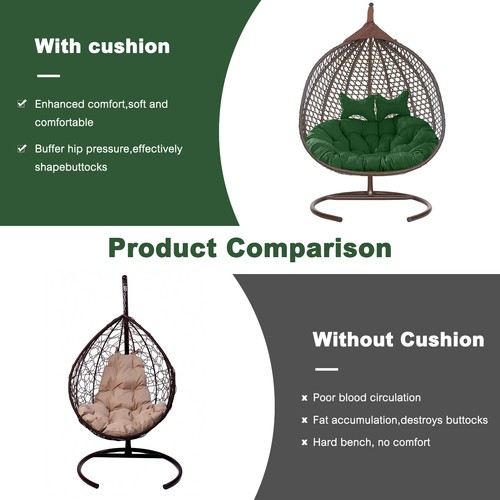 2 Persons Hammock Swing Chair Cushion w/Headrest Detachable Hanging Chair Pads - Picture 16 of 69