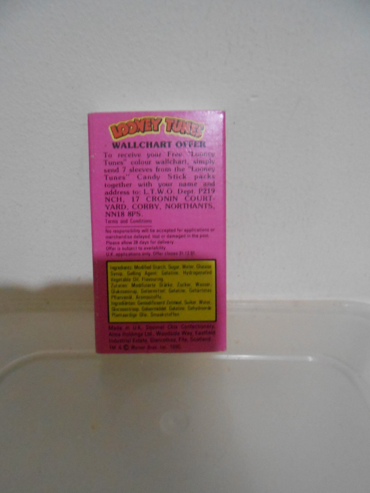 Chix Candy Sticks  Looney Tunes Empty Sweet Cigarette Packet & Slider