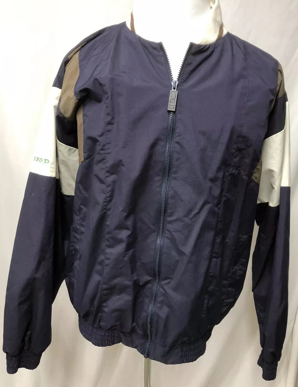 Izod Mens Large Nylon Full Zip Front Windbreaker Jacket