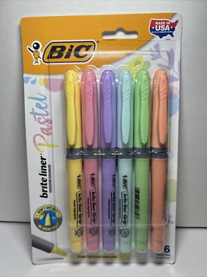 BIC Brite Liner Grip Highlighter, Chisel Tip (1.6 mm), Assorted Pastel Colours,