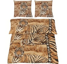 3tlg Bettwäsche Garnitur NEU Bettbezug 200x200 2x Kissenbezug 80x80 Tiger Katze