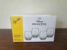 Joy Jolt Disney Princess Sketch Stemless Drinking Wine Glasses NEW
