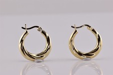Gold over Sterling Silver 20mm x 20mm x 2.5mm Swirled Hoop Earrings