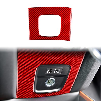 Red Carbon Fiber Central Control Charg Port Trim for Mini F60 Countryman 17-23
