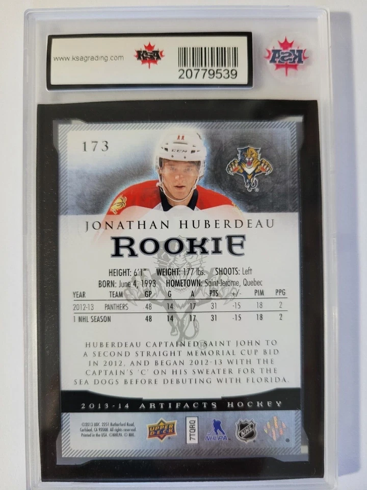 Jonathan Huberdeau 2013-14 Artifacts Emerald Rookie Hockey Card #31/99 KSA 9.5!! - Image 2 of 2