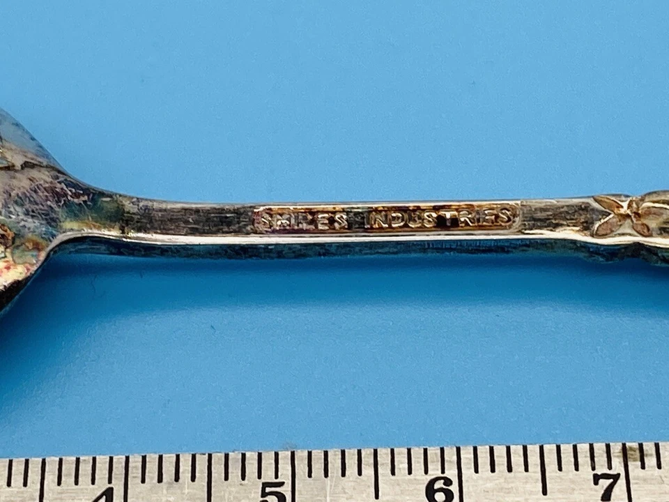 Cuchara de recuerdo vintage plateada de 4-1/2" Mount Vernon Virginia Roses Smiles  Foto 4 de 4