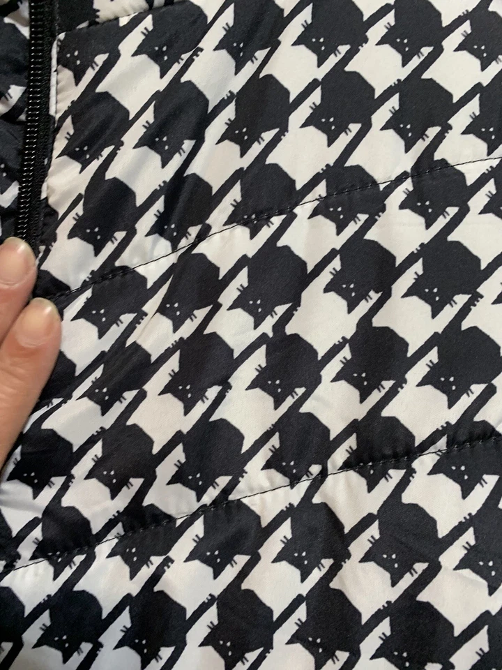 2X Puffer Vest Jason Maxwell Cat Print Houndstooth Zip Up EUC - Image 2 of 4