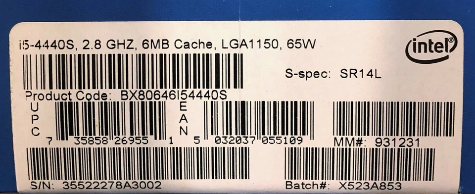 Intel BX80646I54440S SR14L Core i5-4440S 6M Cache, 3.30 GHz NEW RETAIL BOX - Image 2 of 2