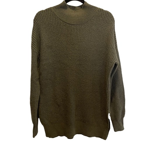 SHEIN Long Sleeve Mock Turtle Neck Casual Tan Sweater Fringe Size