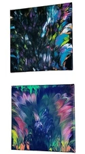 Original Abstract Art Acrylic Pour Painting On Canvas Wall Decor Set Of Two