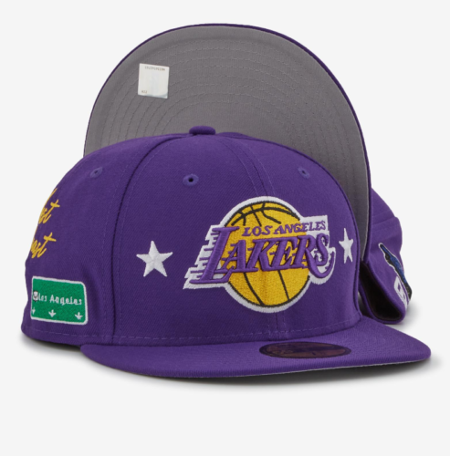 New Era Los Angeles Lakers City Transit Lowrider 59FIFTY Fitted Hat Size 7  1/8