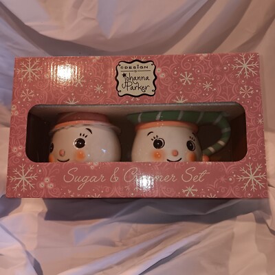 Joanna Parker Pastel Christmas Suger And Creamer Set