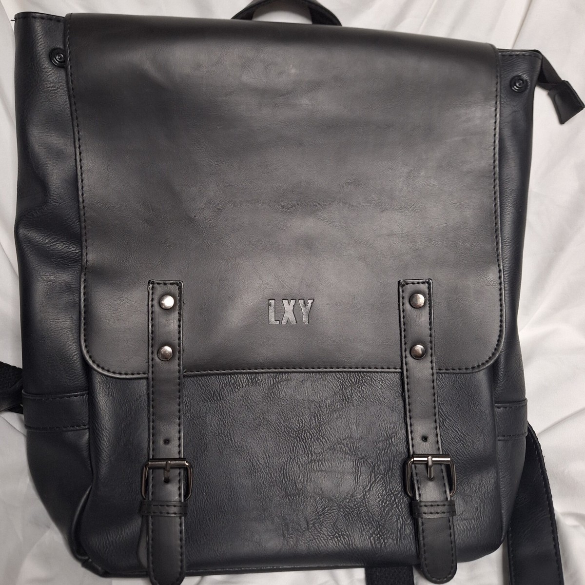 LXY Vegan Leather Backpack Vintage Laptop Bookbag for Women Men, Black F… LXY Vegan Leather Backpack Vintage Laptop Bookbag For Women  main image 2