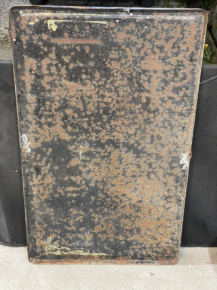 Antigua MESA DE PORCELANA ESMALTADA DE COLECCIÓN 25x40" mostrador casa de campo Hoosier azul Foto 3 de 4