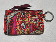 VERA BRADLEY COIN HOLDER ID DOUBLE KEY RING RED PINK HEARTS QUILTED