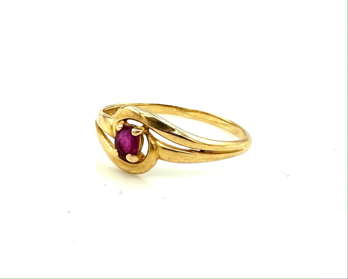 Bague Cocktail Or 18 Carats Avec Rubis - Poids 1.53g - Taille 58 - Occasion