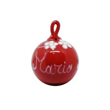 Palla Pallina di Natale in ceramica Vietri fatta a mano Rossa personalizzata