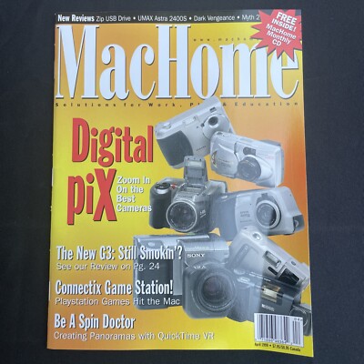 MacHome Magazine April 1999 Digital Pix G3 Connectix Game Station Spin Doctor