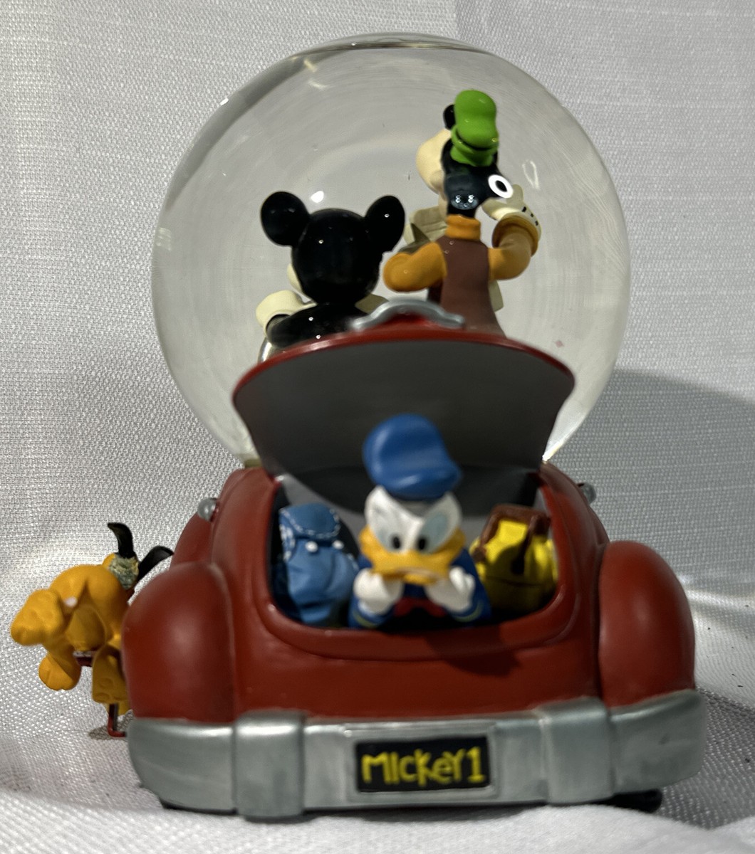 DISNEY MICKEY AND FRIENDS MUSICAL SNOW GLOBE RED CAR DISNEY MICKEY AND FRIENDS MUSICAL SNOW GLOBE RED CAR