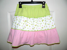 Girl's Cottontail White, Green,  Pink Skirt Size 7 w/Built-In Shorts