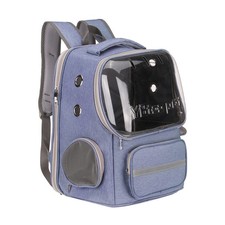 Pet Portable Travel Backpack for Small Cat with Transparent Cover Blue
