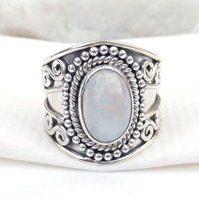 Natural Rainbow Moonstone Ring Solid 925 Sterling Silver Moonstone Jewelry-R096