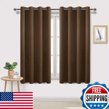 DWCN Brown Blackout Curtains 52"x63" Thermal Insulated Privacy Energy Saving 2-P