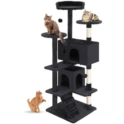 54in Indoor Cat Tower with 3 Perches & Scratch-Friendly Design for All Breeds