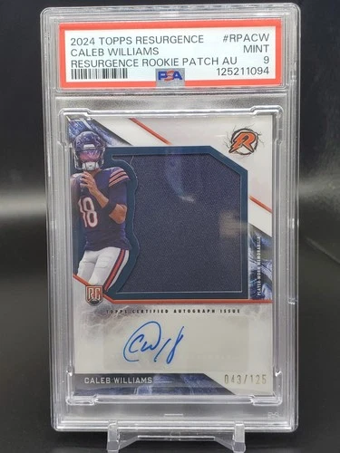 2024 Topps Resurgence Caleb Williams RC Patch Auto /125 Chicago Bears PSA 9