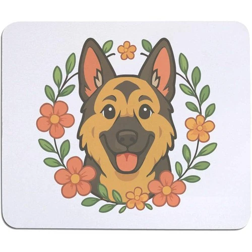 'German Shepherd Floral Wreath' Mouse Mat / Desk Pad (MO00041808)