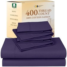 6-Pc Queen Size Sheet Set with 4 Queen 6pc with 4-Pillowcases 15 - Purple