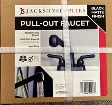 JS Jackson Supplies Dual Handle Pull Out Faucet, Black Finish, 4 Inch Center Set