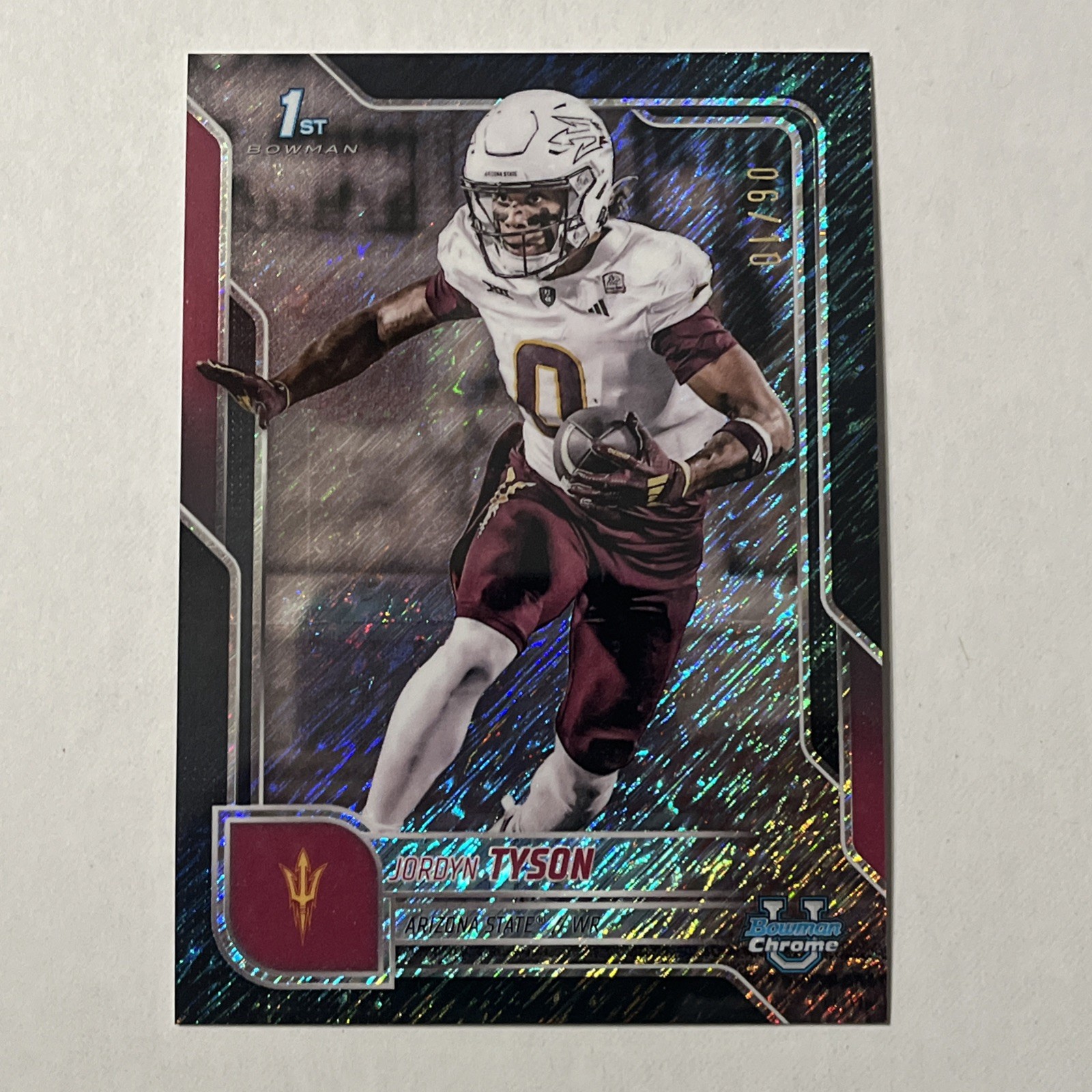 2025 Bowman U Chrome Jordyn Tyson 1st Bowman Black Shimmer Ref /10 ASU SSP