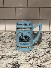 Vintage Somerville NJ Somerville Engine Company Blue Beer Stein
