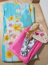 Light Blue Cherry Blossom Kimono Yukata 165cm Used