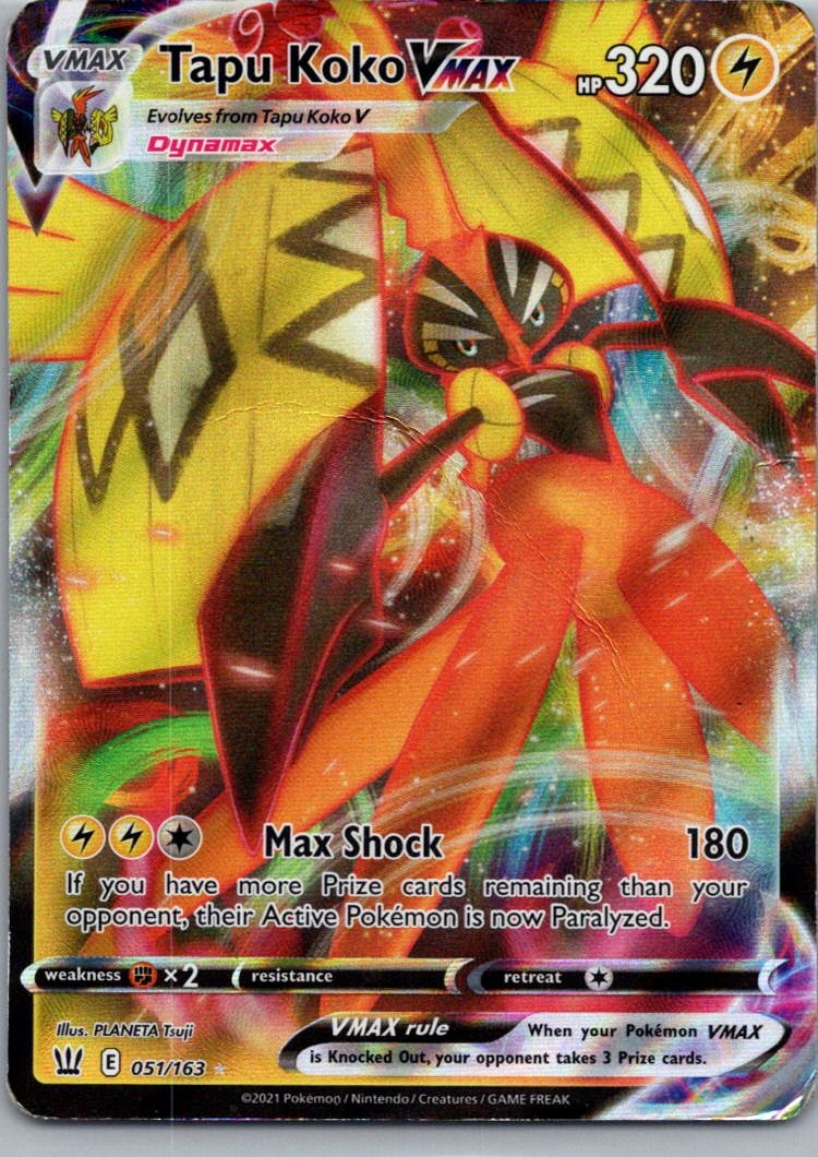 Pokemon TCG Tapu Koko VMAX 51/163 Battle Styles Holo MP