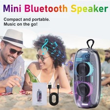 Mini Portable Bluetooth Speaker Dual 2" w/LED Lights Hands-free calling TWS/USB