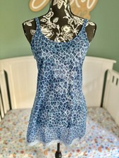 Victoria's Secret Sheer Blue Leopard Print Slip Night Dress