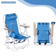 Folding Beach Chair Set of 2 for Adults, 4 Position Portable Backpack Foldable