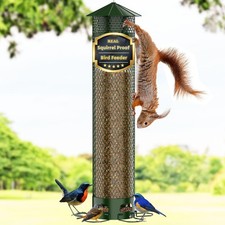 Lager Squirrel-Proof Metal Bird Feeder, 6.5LB Heavy-Duty Hanging Tube Feeder