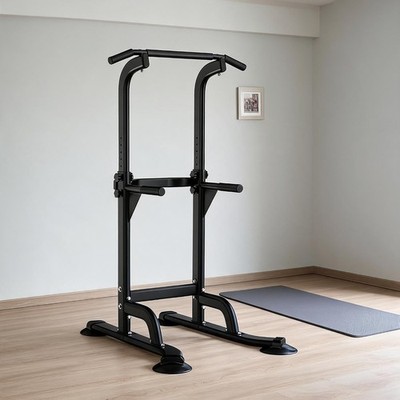 Power Tower Dip Station & Pull Up Bar Adjustable Height Home Gym Fitness 330LBS