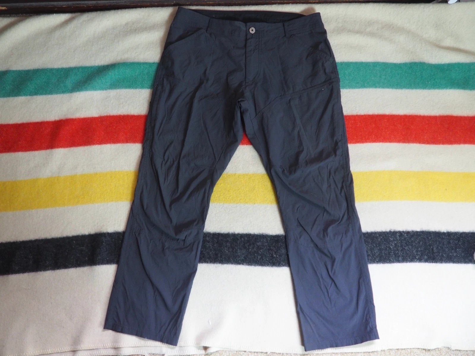 Kuhl Slate Gray Softshell Nylon Outdoor Hiking Tech 38x30 Logo Pants Mens
