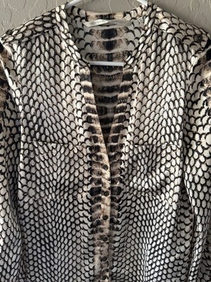Cynthia Vincent Twelfth Street Women's 100% Silk Cheetah Animal  Blouse P Vince 