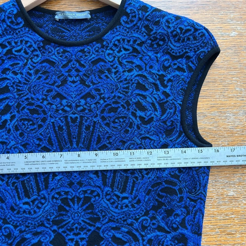 Mini Vestido Alexander McQueen Lana Azul/Negro Pequeño Foto 4 de 4